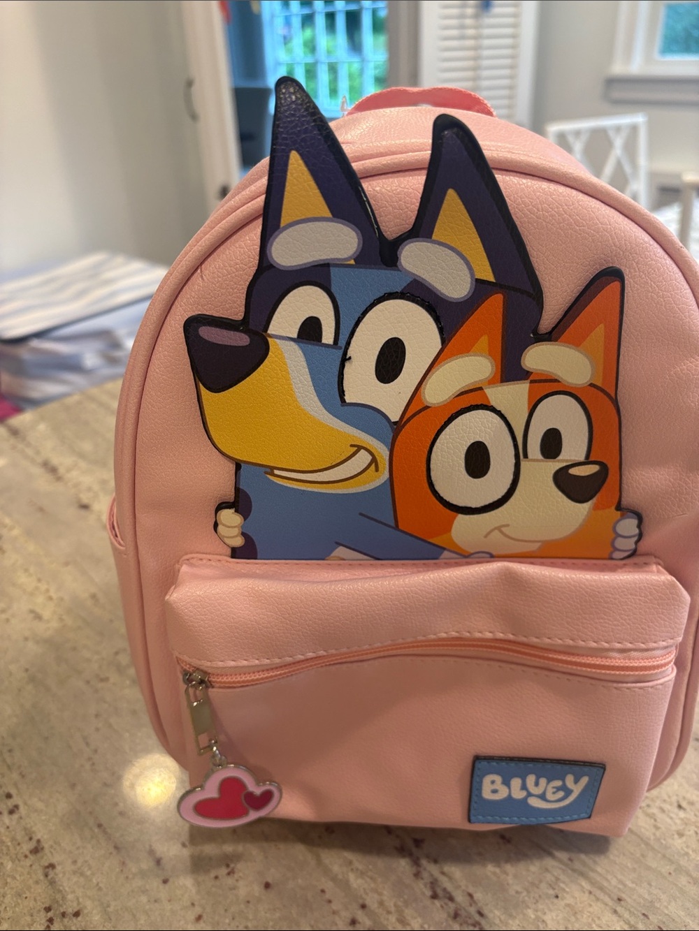 Pink Kids Backpack with Bluey Character Patch BRAND NEW